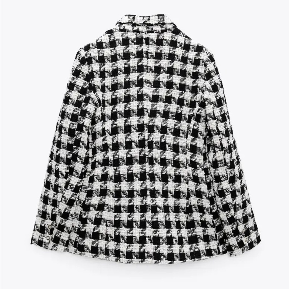 Zara Houndstooth Double Breasted Blazer with Detailed Buttons Size Small - Picture 5 of 10